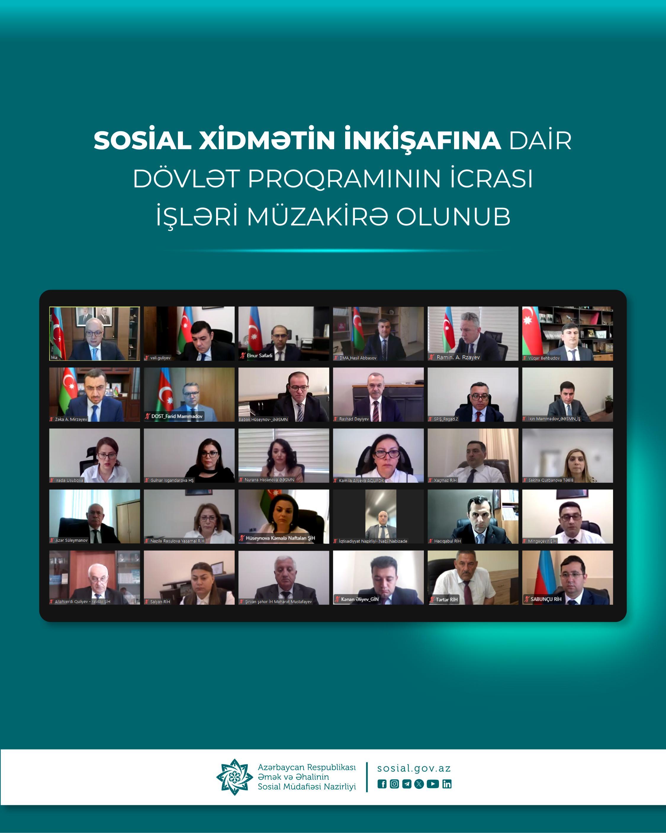 Sosial xidmətin inkişafına dair Dövlət Proqramının icrası işləri müzakirə olunub
