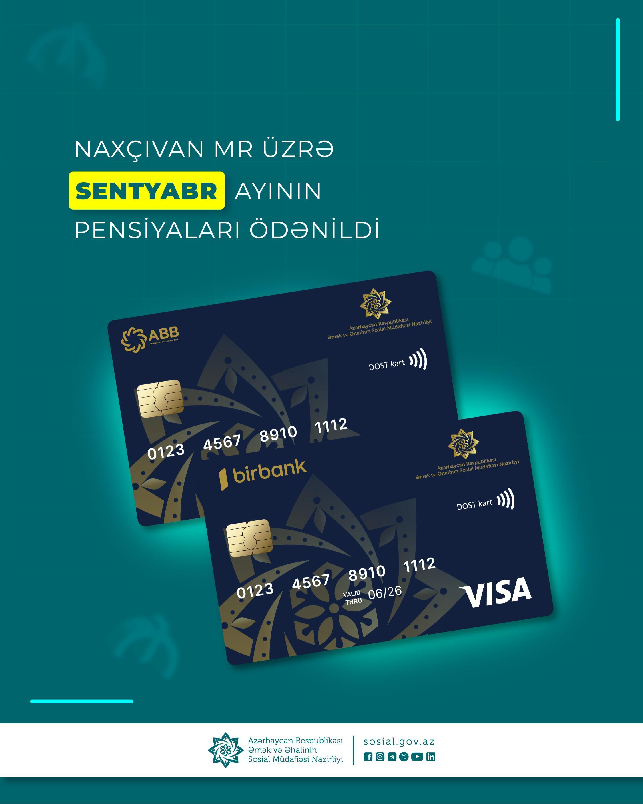 Naxçıvan MR üzrə sentyabr ayının pensiyaları ödənildi